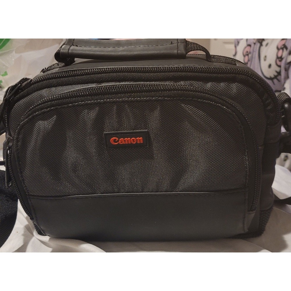 Canon Black Nylon Padded Camera Shoulder Bag with Strap & Accessory Compartments
